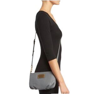 Marc Jacobs Classic Q Percy Leather Crossbody Bag Grey Gold